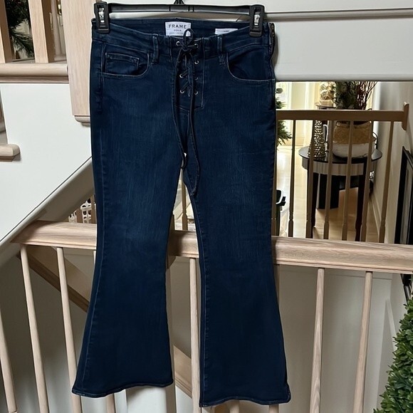 FRAME Le Bell Crop Lace-up Jeans in Hayworth 27 - Picture 4 of 12